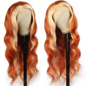 Nueva Llegada, Peluca de Cabello Humano Brasileño 613 350, Color Rubio Jengibre, Ondulado, con Frente de Encaje Suizo HD 13x4 - Product Image 1