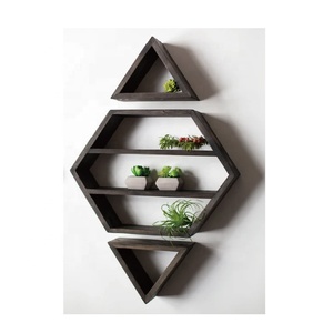 Étagère pour huiles essentielles en forme de diamant Étagère de <span class=keywords><strong>rangement</strong></span> en bois Étagères murales en bois rustiques - Product Image 1