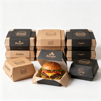 Boîte en carton personnalisée pour la restauration rapide, pliable, pour frites, poulet, hamburgers, à emporter, avec logo imprimé