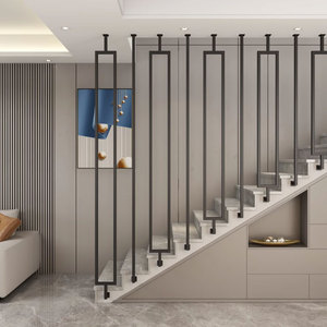 Piezas de escalera Escalera Nuevo diseño Decoración interior Cuadrado <span class=keywords><strong>dorado</strong></span> Balaustre de hierro forjado Barandilla de acero sólido - Product Image 5
