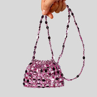 2025 concepteur acrylique paillettes Mini sac à bandoulière à la main tressé sac à bandoulière femmes mode perlé sac personnalisé en gros