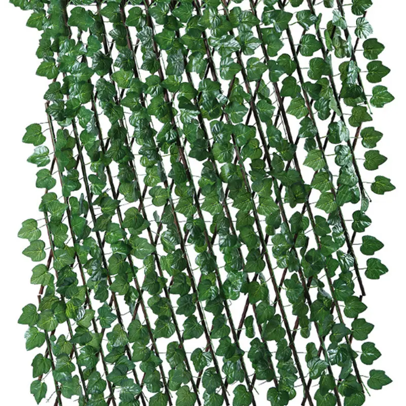 F98 dekorasi taman luar ruangan plastik imitasi tanaman hijau daun dinding Panel latar belakang buatan Ivy dapat diperluas pagar teralis