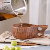 Mug à café et à lait en bois d'acacia naturel pour le camping, la randonnée et les activités de plein air