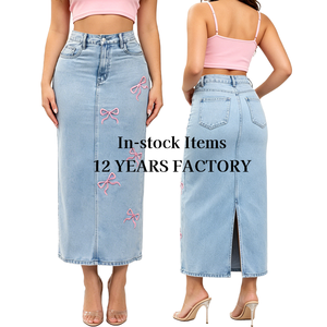 <span class=keywords><strong>Jupe</strong></span> en jean Coquette à nœud papillon pour femme, brodée, coupe trapèze, mini, taille haute vintage, style streetwear tendance 2026 - Product Image 1