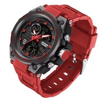 Jam Tangan Kronograf Pria Trendy Mewah Sport Digital Bercahaya Layar Ganda Cina Kalender Tahan Air 3BAR Casing Zinc Alloy