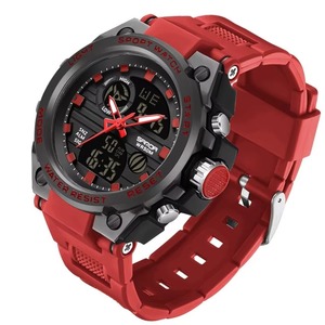 Trendy Men's Dual Display Digital Multi-Functional <b>Watch</b> with Stopwatch Alarm Shockproof Silicone Band Casual Sport Wristwatch - Product Image 6