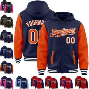 Chaqueta con capucha de béisbol personalizada Fanscustom para hombres y mujeres, uniforme deportivo de equipo universitario Letterman con bolsillo - Product Image 1