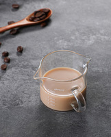 Dubbele uitloop espresso shotglas met witte lijn, espresso maatbeker voor koffietasting