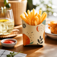 Boîte d'emballage pour frites, boîte de service à large ouverture en carton blanc, pour snacks de food truck, impression personnalisée, pour repas de burgers et frites
