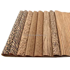 Leopard Printed vegan 0.4mm thin cork fabric for making DIY craft handmade pouch wallet handbags gifts notebook covers