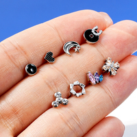 Anting Hidung Titanium TOPOSH G23 Poles Tinggi, Perhiasan Tindik Tubuh, Anting Helix, Stud Labret