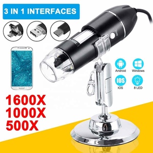 Microscopio Digitale Portatile USB Type-C 3 in 1 con Ingrandimento <span class=keywords><strong>500X</strong></span> 1000X 1600X, 8 LED, Endoscopio USB, Zoom e Supporto per Fotocamera - Product Image 2