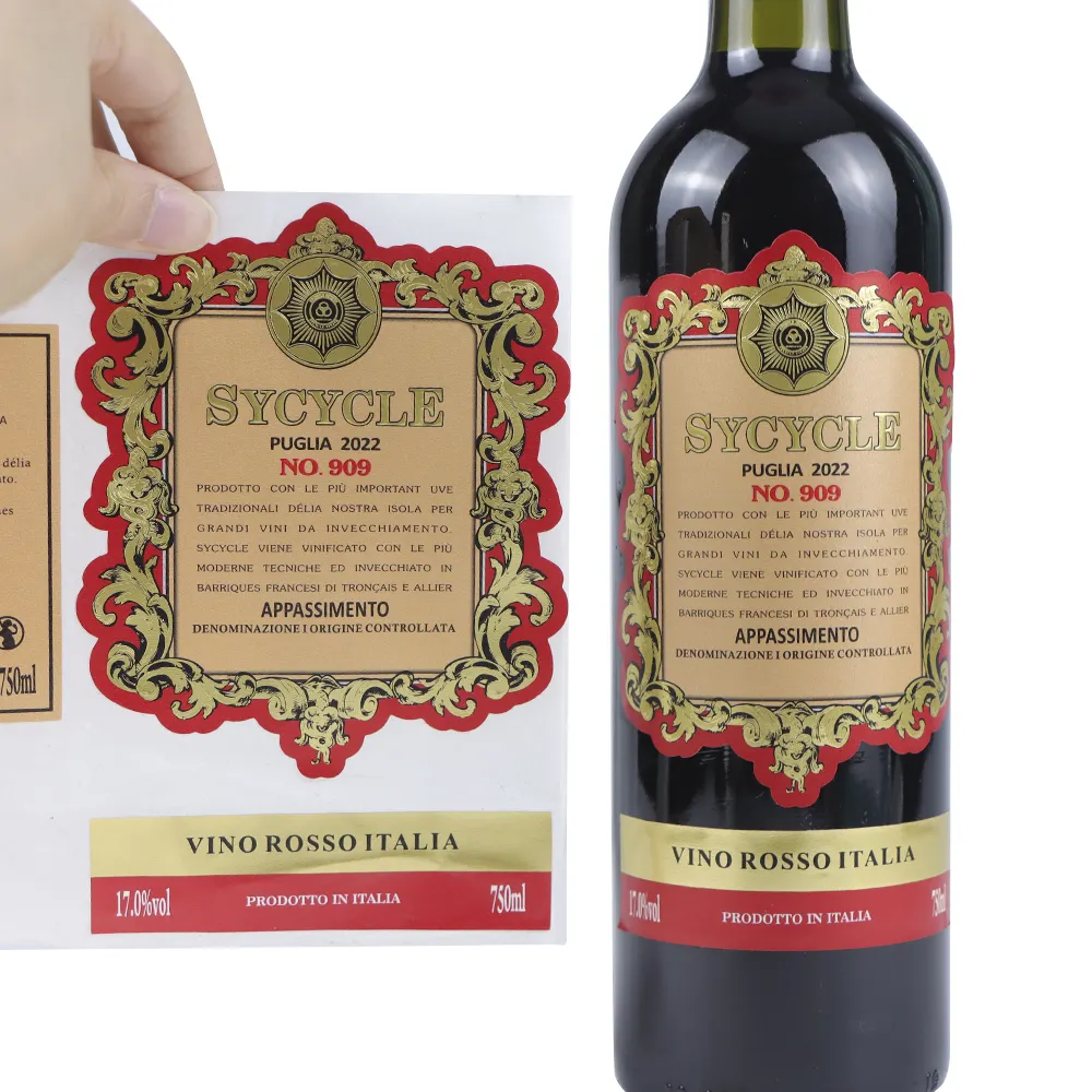Etiquetas personalizadas de uva de alta qualidade para garrafas de vinho tinto, etiquetas autoadesivas, fornecedor da China