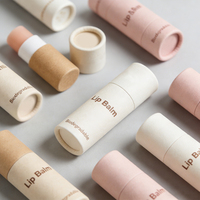 Tube de baume à lèvres en papier kraft écologique, biodégradable, personnalisé, de qualité alimentaire, déodorant, cosmétique, tube à poussoir