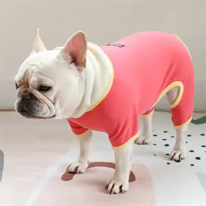 Vêtements chauds de couleur unie pour animaux de compagnie 100% pur coton pyjamas pour chiens onesie avec jambes