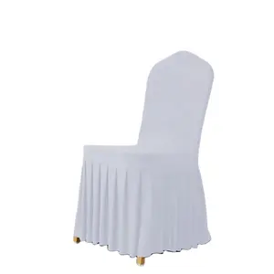 Hot Sale White Banquet Dining Spandex Chair Slipcovers Rosette Flower Chair Cover Seat Covers For Wedding Banquet Chair