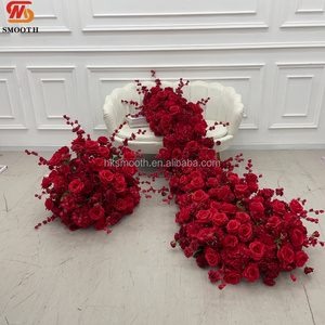 SMOOTH Red Rose <b>Artificial</b> <b>Flower</b> Arrangement Handmade Wedding Decor Romantic Dreamy Full Bloom Floral Runner - Product Image 3