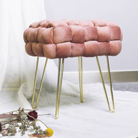 En gros Offre Spéciale nordique moderne rose velours tissu pouf jambes moderne coiffeuse escabeau pouf pouf