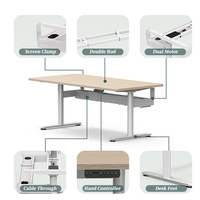 Cadre de bureau assis-debout 2DF3 à double moteur électrique, table de bureau réglable en hauteur avec plateau pour câbles pour poste de travail
