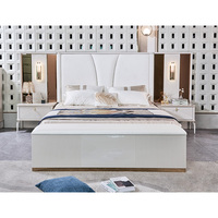 Ensemble de Mobilier de Chambre Moderne et de Luxe en Bois, Comprenant un Lit Double King Size en Cuir avec Rangement et Cadre en Bois