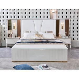 Juego de Muebles de Dormitorio Moderno de Lujo con Estructura de Madera, Cama Doble King Size de Cuero con Almacenamiento para el Hogar - Product Image 3