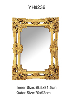 Miroir mural écologique de 4 mm d'épaisseur, design contemporain, finition dorée antique, pour la décoration du salon, fabriqué en Chine