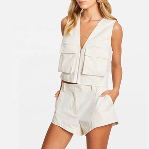 High Quality Custom Woman's V-neck Sleeveless Pocket Breathable Zipper Casual Vest