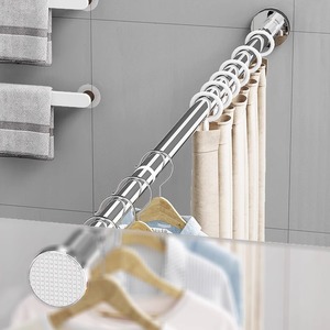 Jiadu Telescopic Clothes Drying Rod Adjustable Wall Mounted Round Bathroom Balcony Clothesline Curtain Rod - Product Image 1