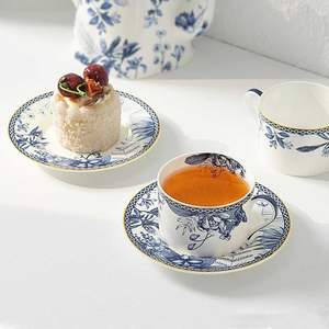 Vente en gros d'usine Yannoxi Service à thé classique <span class=keywords><strong>de</strong></span> <span class=keywords><strong>l</strong></span>'après-midi Bleu et blanc Floral en céramique Tasse à café et soucoupe Passe au lave-vaisselle pour événement - Product Image 5