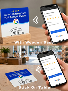 Letrero de Mesa Inteligente Acrílico Personalizable con NFC y Código QR, Compatible con Apple y Android, Reseñas de <span class=keywords><strong>Google</strong></span>, Redes Sociales, Interacción con Clientes - Product Image 5