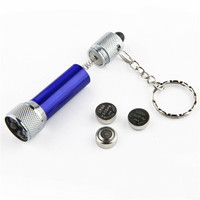 Senter Gantungan Kunci LED Hadiah Promosi Warna-warni Aluminium Portabel 5LED Senter Mini Personal