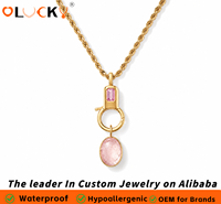 LUCKYJIU Fabricant de bijoux sur mesure – Fermoir étanche plaqué or 18 carats avec zircone cubique/cristal serti clos pour empilages quotidiens