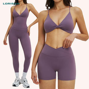 طقم يوجا جديد للنساء، ملابس رياضية نشطة، مجموعة لياقة بدنية مع تصميم مكشكش للأرداف، مناسبة للجري وصالة الألعاب الرياضية - Product Image 1