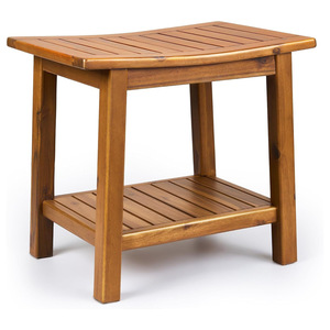Tabouret de salle de bain en teck sur mesure 51x36x46cm, banc de douche en bois à deux niveaux pour le bain et le changement de chaussures - Product Image 5