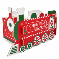 Boîte cadeau en carton 3D en forme de train de Noël, support festif pour cadeaux de Noël, pour la décoration de la maison, des fenêtres et des magasins
