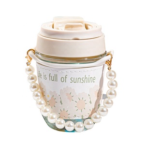Souvenir femminile all'ingrosso con paglia per Ins tazza di vetro perla di fascia alta con scatola regalo colorata - Product Image 5