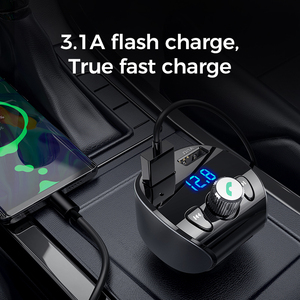 JOYROOM PC ดิจิตอลสมาร์ทบลูทูธ 5.0 <span class=keywords><strong>USB</strong></span> แผ่นดิสก์ TF การ์ดไร้สาย dual qc3.0 led รถชาร์จวิทยุ FM เครื่องส่งสัญญาณ - Product Image 5
