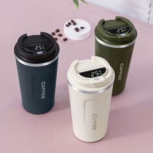 Nouvelle tasse à café isotherme à double paroi de 510 ml, tasse à café intelligente en acier inoxydable réutilisable avec couvercle, tasse à café de voyage avec LED - Product Image 2