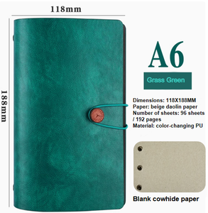 A6 Mini Style PU Leather Cover Portable Notepad <b>Journal</b> Loose-leaf Kraft Paper Gift Blank Notebook 80 Sheets Diary 5 Colors - Product Image 2