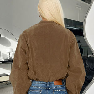 <b>Women</b> Solid Color <b>Zip</b> <b>Up</b> Stand Collar Short <b>Jacket</b> Casual Street Style Y2K Fashion Lightweight Versatile Daily Wear - Product Image 2