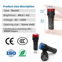 Buzzer Circular BENLEE de 16 mm, Alarma de Sonido Continuo de Seguridad, ROHS CE, DC 6V 12V 24V, Tipo Enchufable con Tornillo