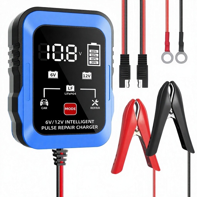 Free Road Universal Smart Pulse Repair Battery Charger 12V/6V Motorcycle Compatible Lithium Lead-Acid Multiple Charging Modes