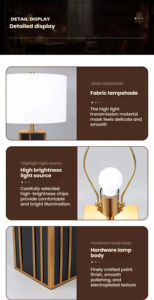 JYLIGHTING 立体感のある個性的なスタディルーム/寝室用ベッドサイドデコレーションテーブルランプ、ホテル客室装飾テーブル照明 - Product Image 2