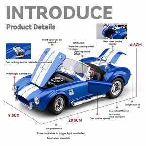Modelo a Escala 1:24 del Shelby Cobra, Auto Deportivo Clásico de Carreras, de Metal Fundido a Presión, Coleccionable con Detalles Realistas - Product Image 2