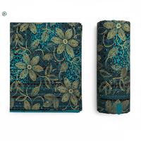 Pagne en pierre dorée vert paon imprimé à la cire Pagne Ankara Tissu Africain pagne Hollan Design Capulana Calico orné de strass