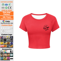 T-shirt court pour femme en coton de bambou écologique, style streetwear, avec logo personnalisé, coupe ajustée