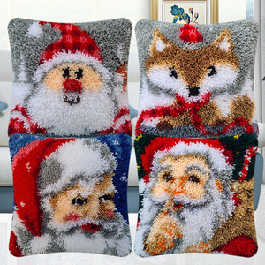 Duan Christmas Man Little Deer Carpet <span class=keywords><strong>Cojines</strong></span> bordados <span class=keywords><strong>de</strong></span> <span class=keywords><strong>lana</strong></span> Vintage para el hogar Patrón bordado <span class=keywords><strong>de</strong></span> <span class=keywords><strong>ganchillo</strong></span> <span class=keywords><strong>a</strong></span> mano - Product Image 1
