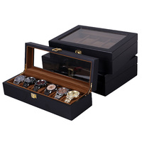 Boîte de rangement en bois pour montre mécanique haut de gamme, modèle PAVIA, peinture noire mate