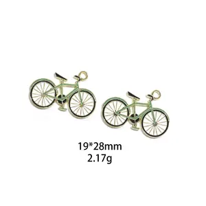 19x28mm毫米锌合金DIY定制珠宝寻找配件珐琅自行车自行车造型魅力项链制作吊坠