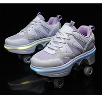 Chaussures de roller professionnelles rétractables à quatre roues, baskets déformables avec 4 roues en PU, pour le patinage sportif en extérieur